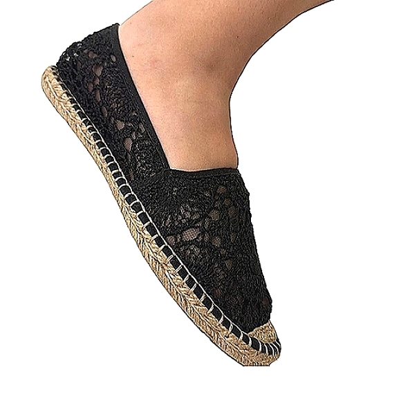 FOREVER 21 Crochet Lace Mesh Slip-On Eapadrille Flats NWT - Picture 1 of 13